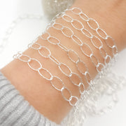 Sterling Silver Diamond Cut Oval Link Chain